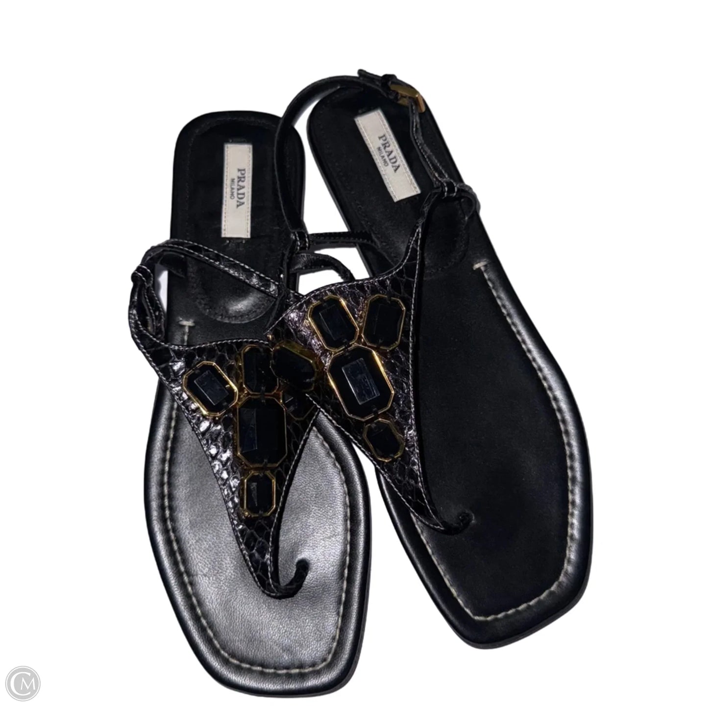 Sandals Luxury Designer By Prada In Black, Size: 8.5