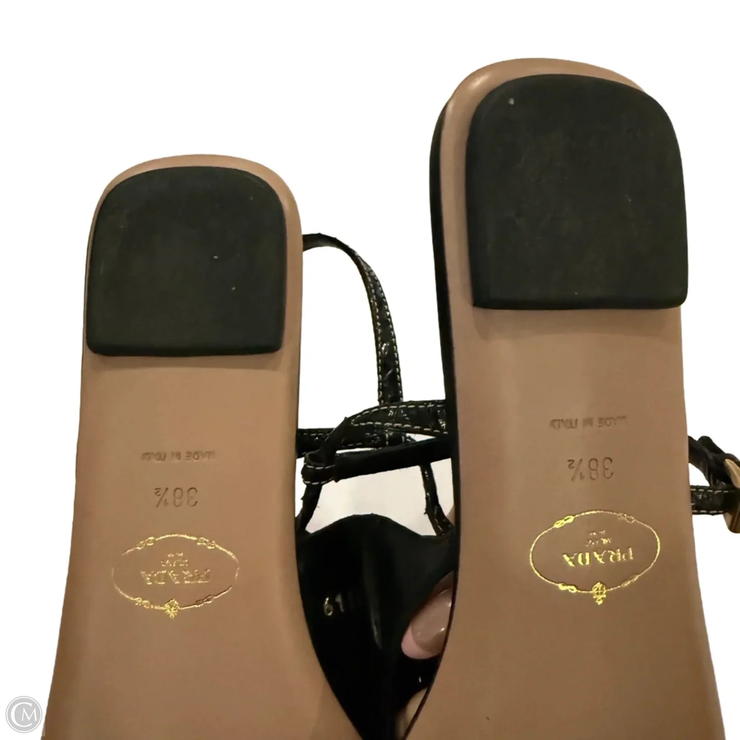 Sandals Luxury Designer By Prada In Black, Size: 8.5