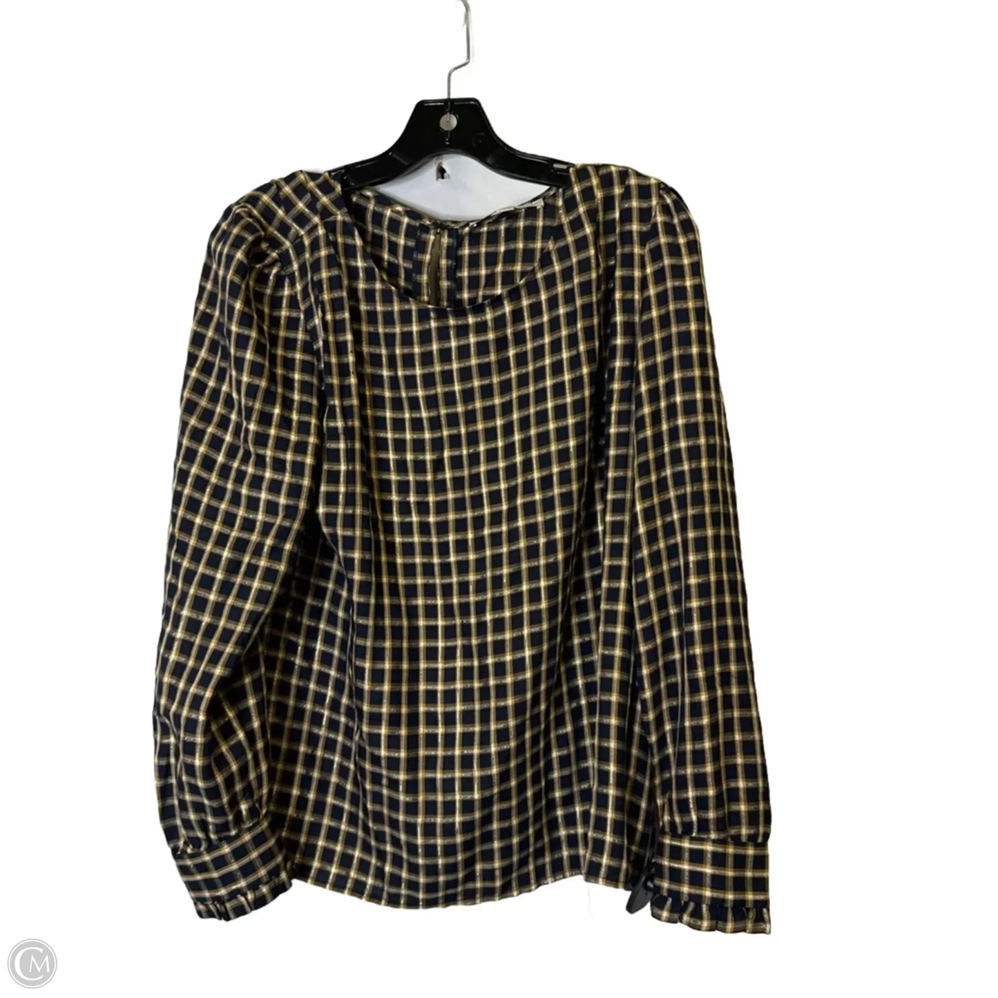 Top Long Sleeve By Loft In Plaid Pattern, Size: M