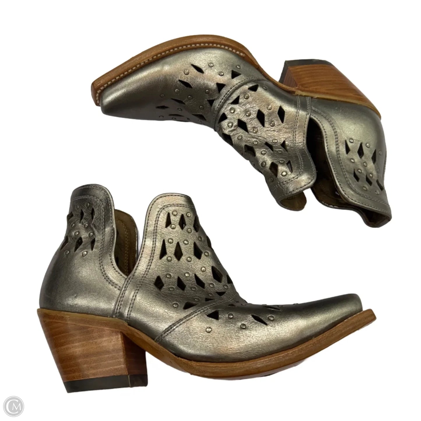 Boots Ankle Heels By Ariat In Silver, Size: 7.5