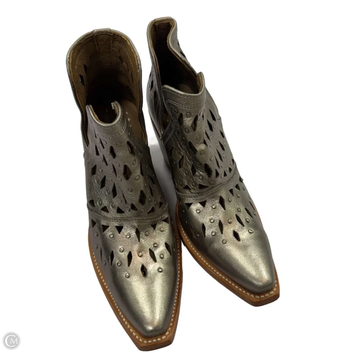 Boots Ankle Heels By Ariat In Silver, Size: 7.5