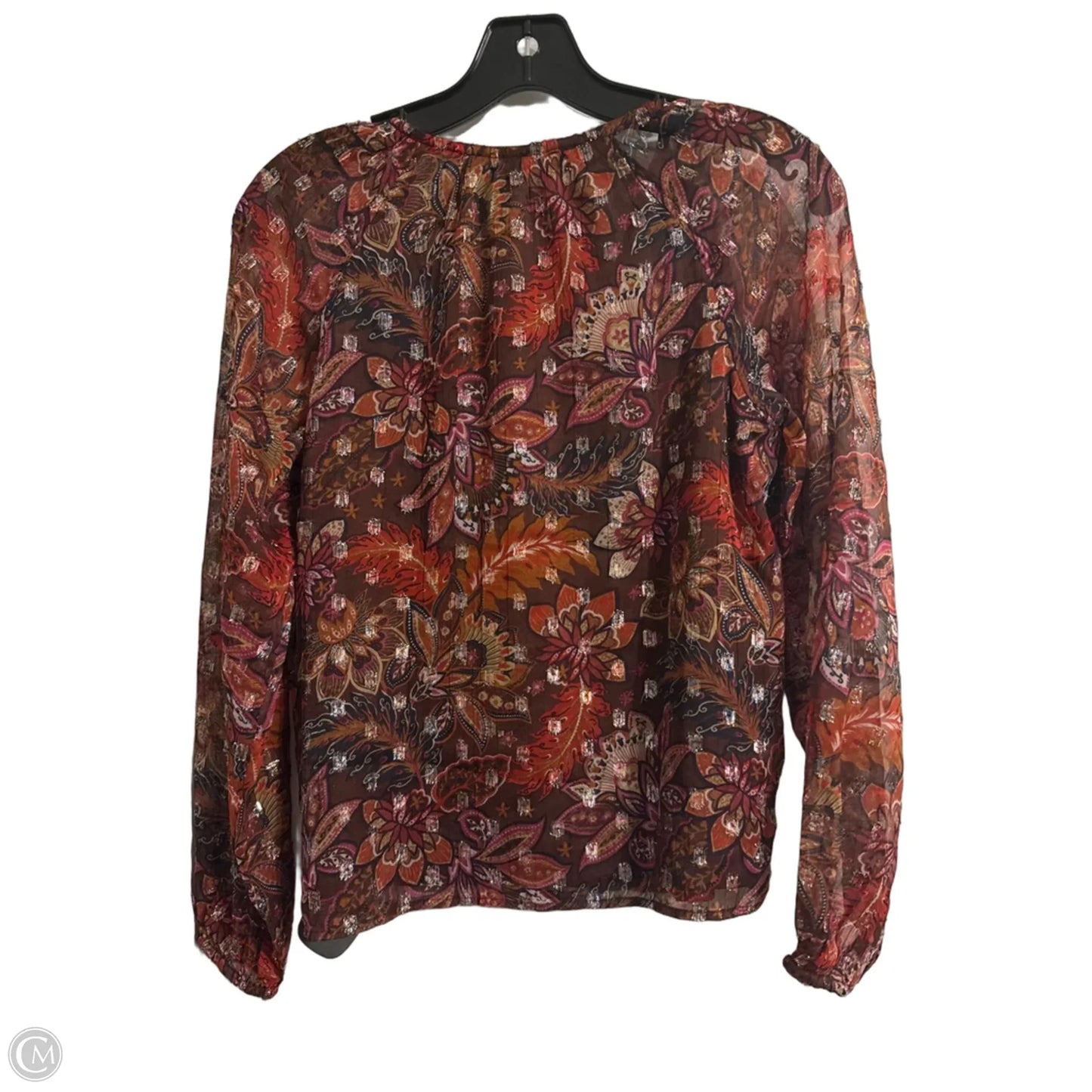 Blouse Long Sleeve By Loft In Brown, Size: Xsp