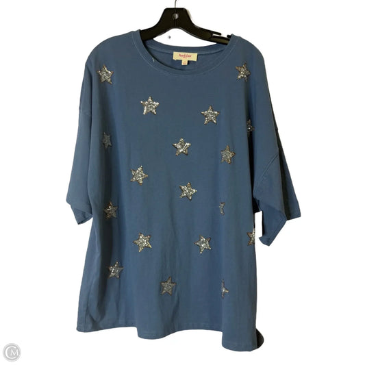 Top Short Sleeve By Peach Love Cream California In Blue, Size: S