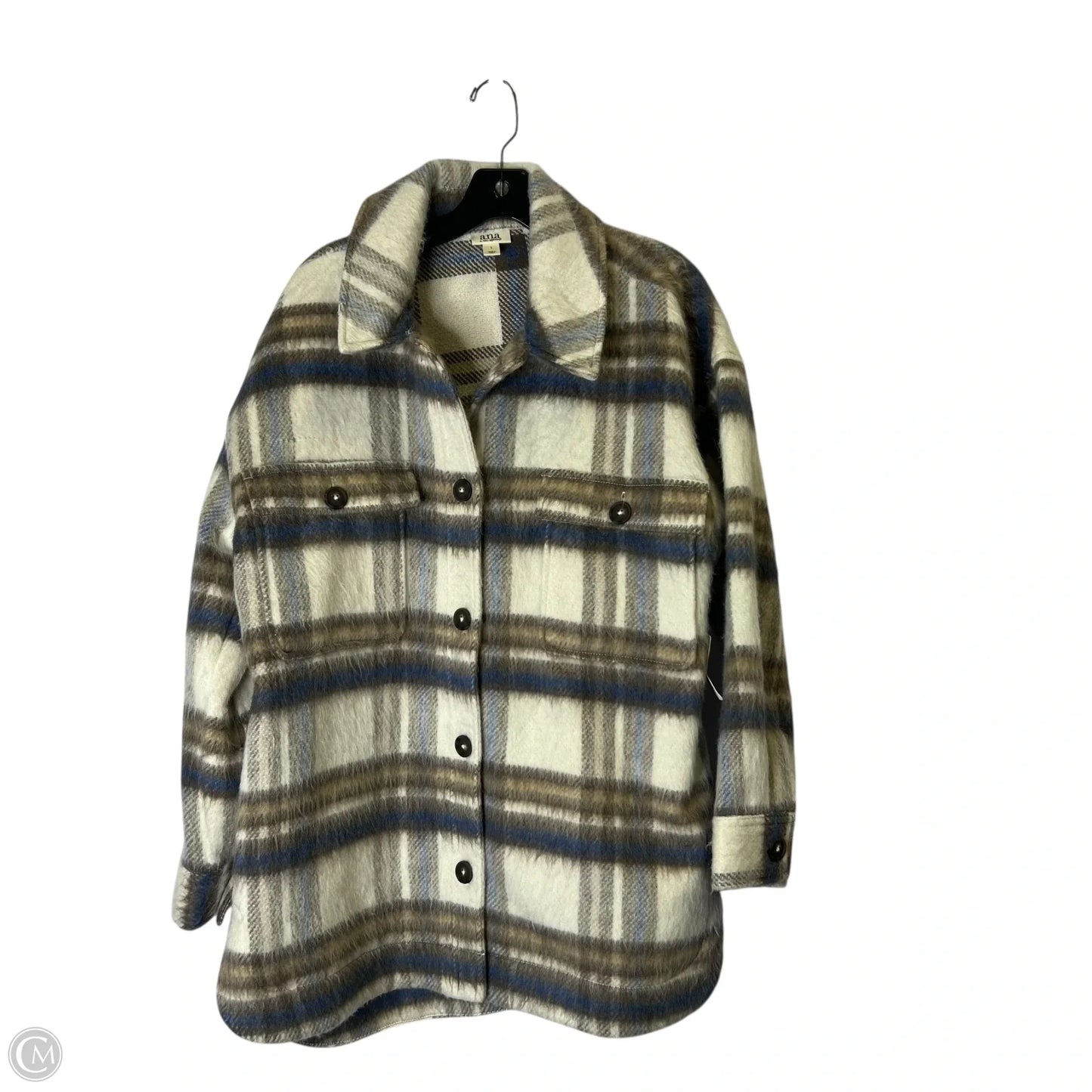 Jacket Faux Fur & Sherpa By Ana In Cream & Tan, Size: L