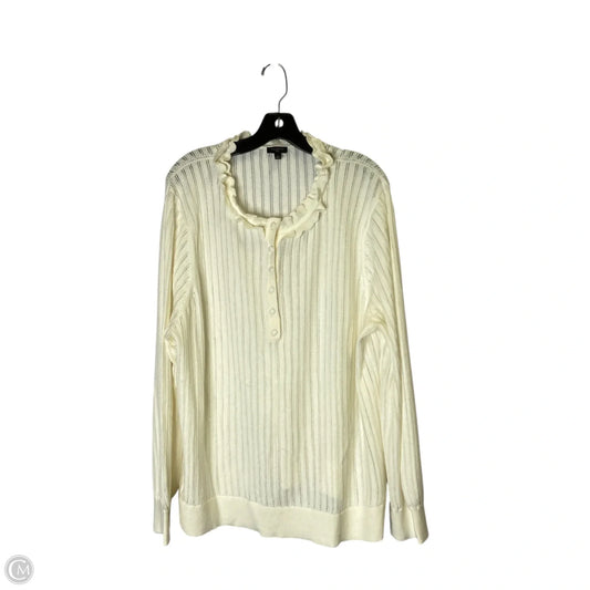 Top Long Sleeve Basic By Talbots In Cream, Size: 2x