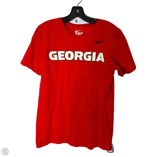 Athletic Top Short Sleeve By Nike In Red, Size: S