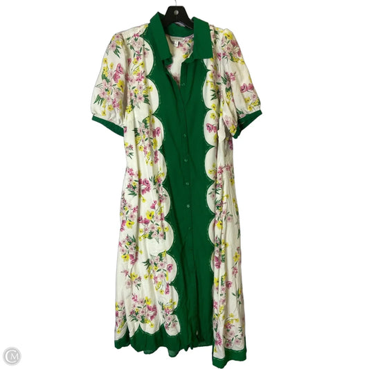 Dress Casual Midi By Crown And Ivy In Green & White, Size: 2x
