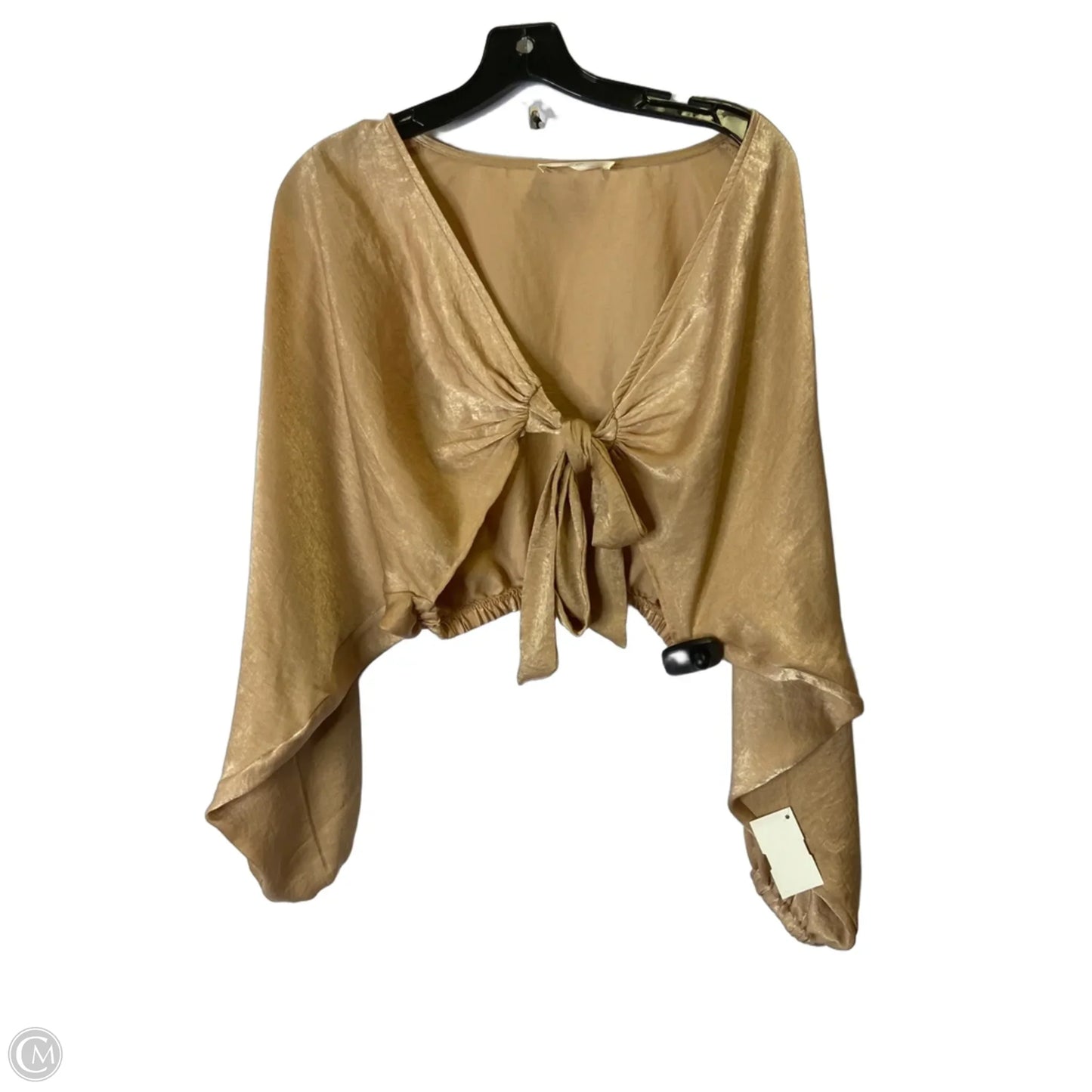 Blouse Long Sleeve By Clothes Mentor In Tan, Size: M