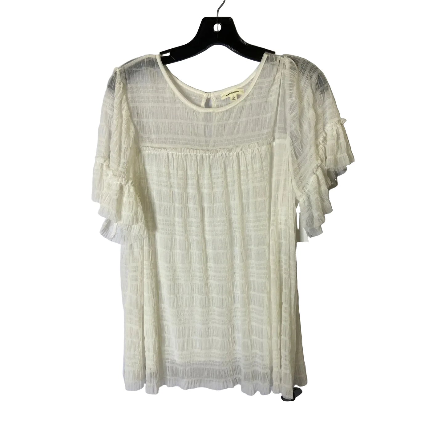 Blouse Short Sleeve By Max Studio In Cream, Size: L