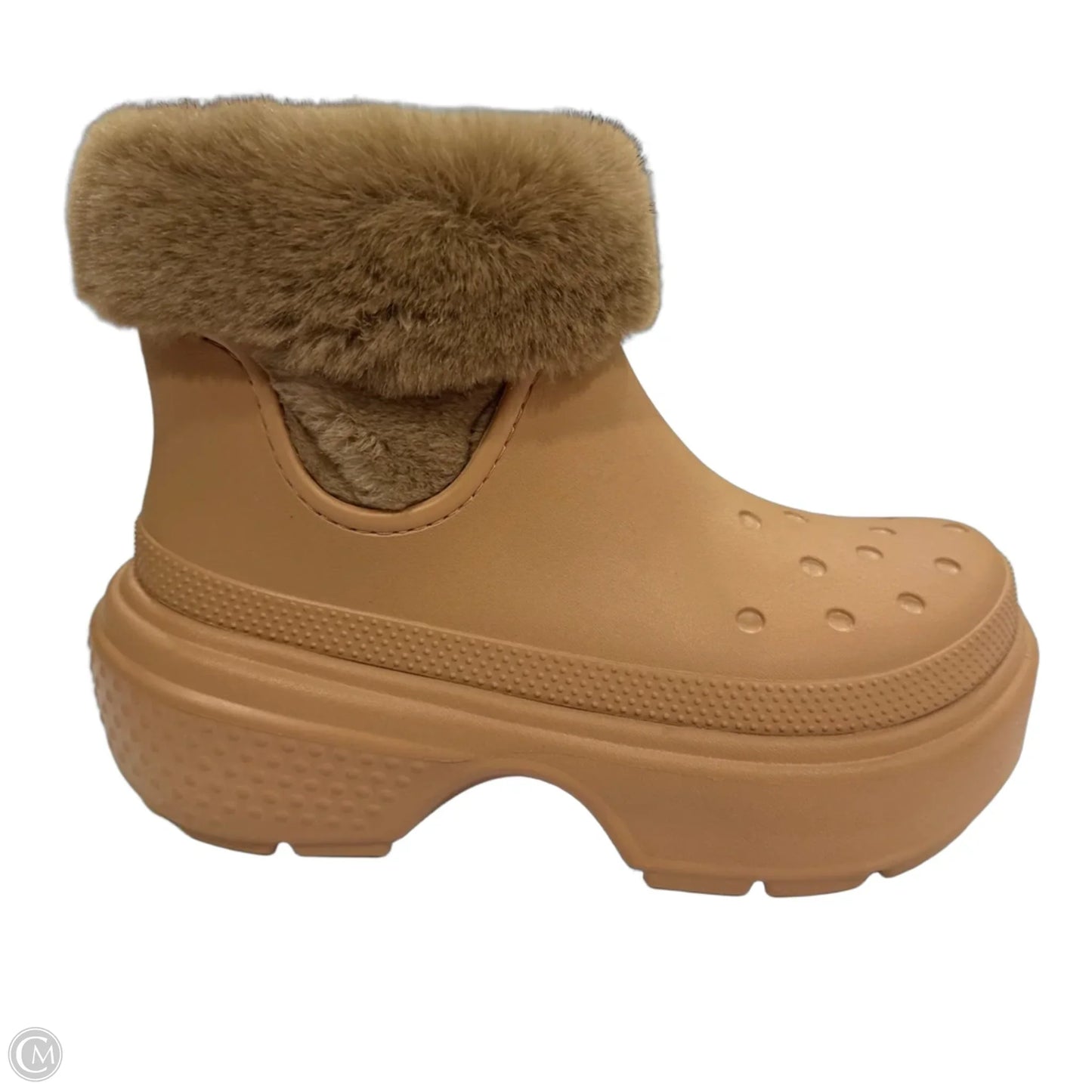 Boots Ankle Heels By Crocs In Brown, Size: 9