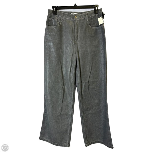 Jeans Wide Leg By Zara In Grey Denim, Size: 8