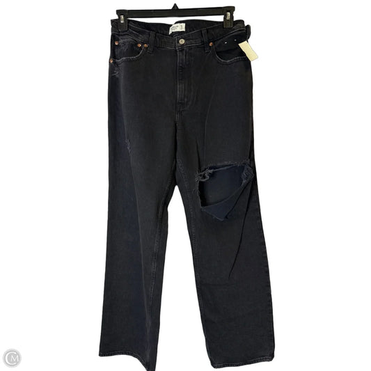 Jeans Wide Leg By Abercrombie And Fitch In Black Denim, Size: 12