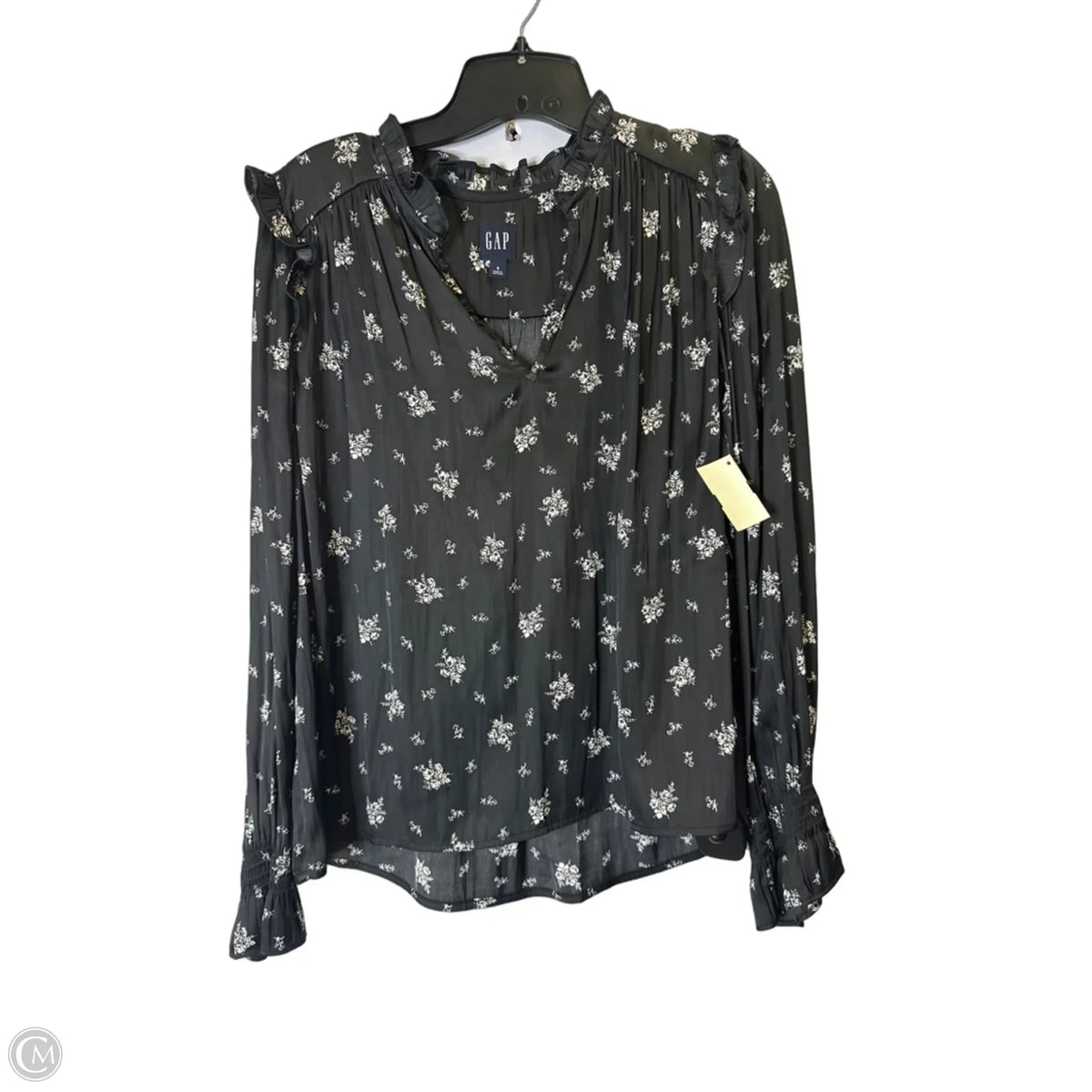 Blouse Long Sleeve By Gap In Black, Size: S