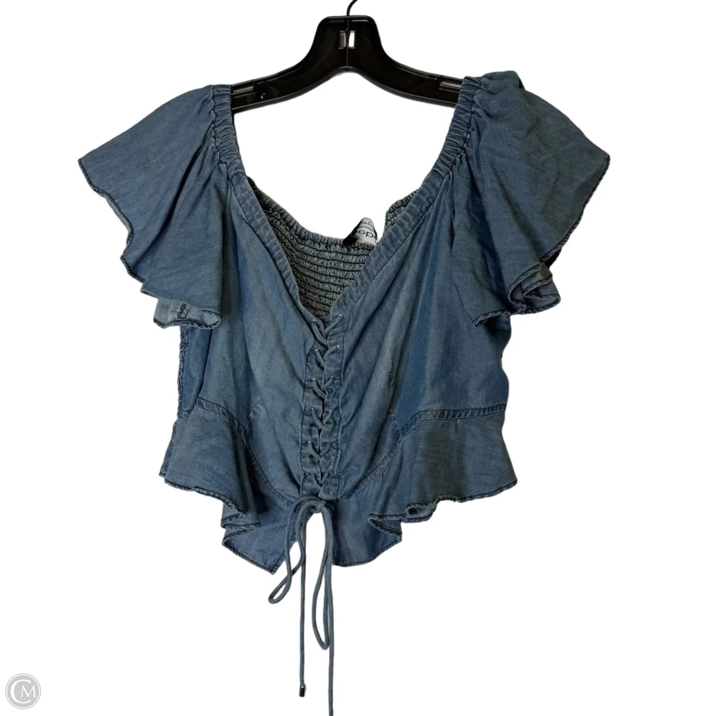 Top Short Sleeve By Bebe In Blue, Size: 16