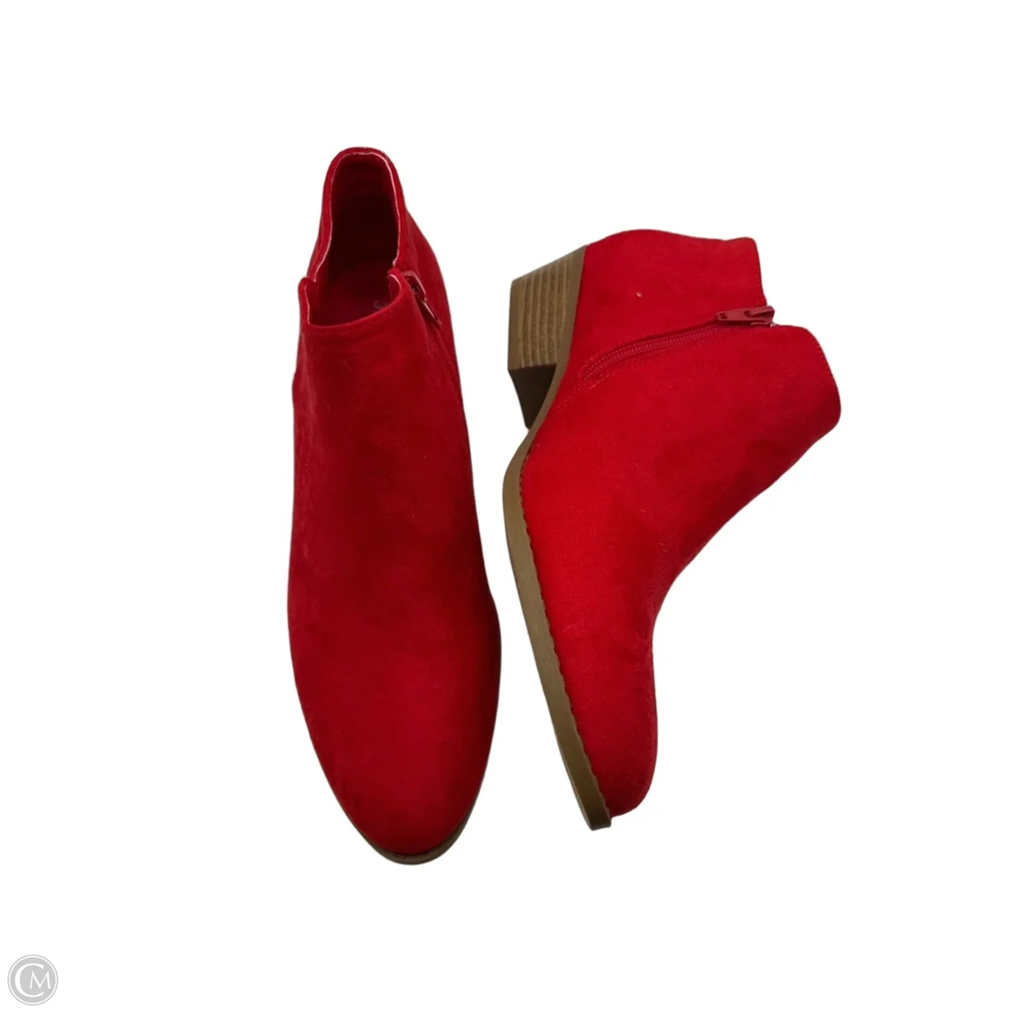 Boots Ankle Heels By Clothes Mentor In Red, Size: 10