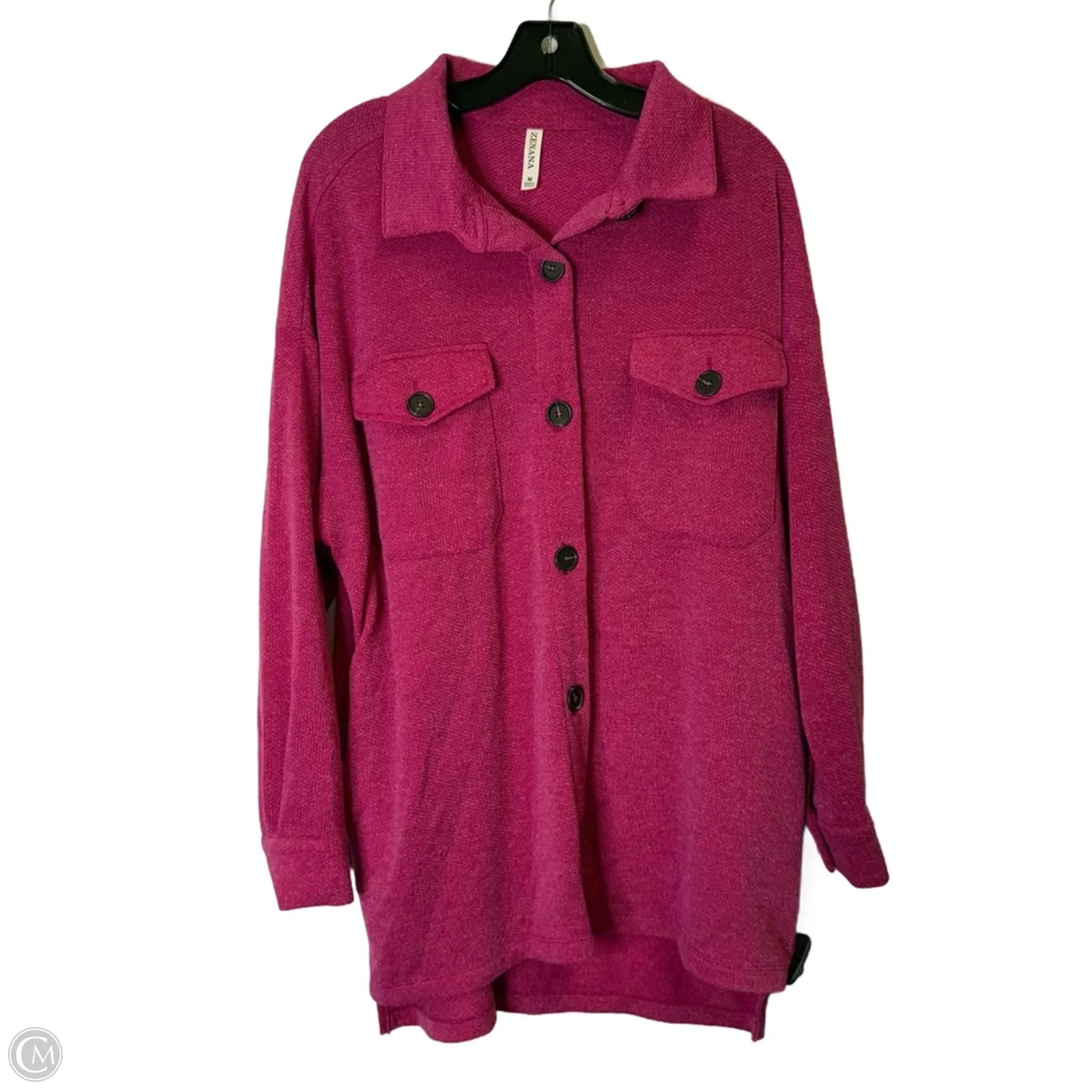 Jacket Shirt By Zenana In Pink, Size: M