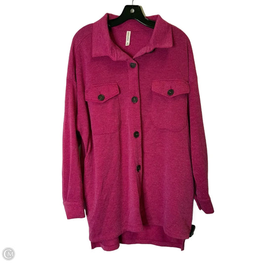 Jacket Shirt By Zenana In Pink, Size: M