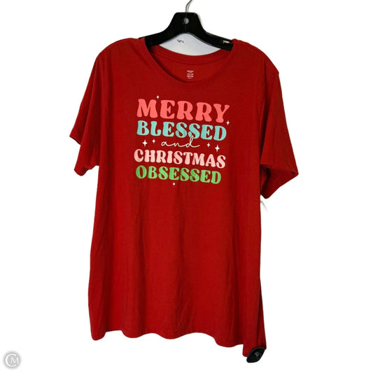 Top Short Sleeve Basic By Holiday Time In Red, Size: 22