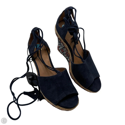 Sandals Heels Wedge By Cabi In Navy, Size: 7.5