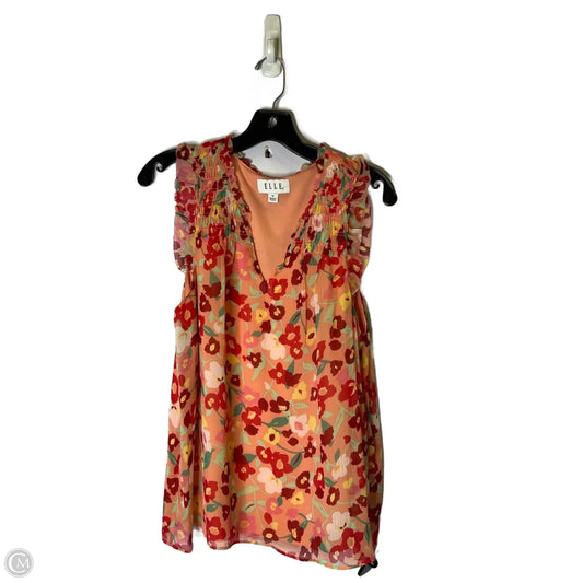 Top Sleeveless By Elle In Floral Print, Size: M