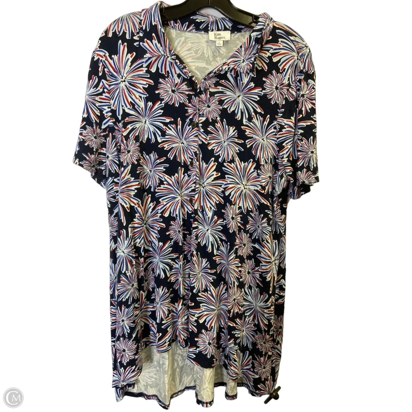 Top Short Sleeve By Kim Rogers In Blue, Size: L