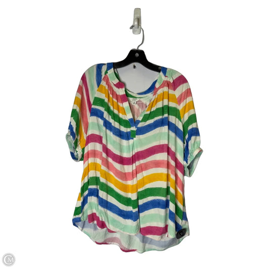 Top Short Sleeve By Crown And Ivy In Striped Pattern, Size: 1x