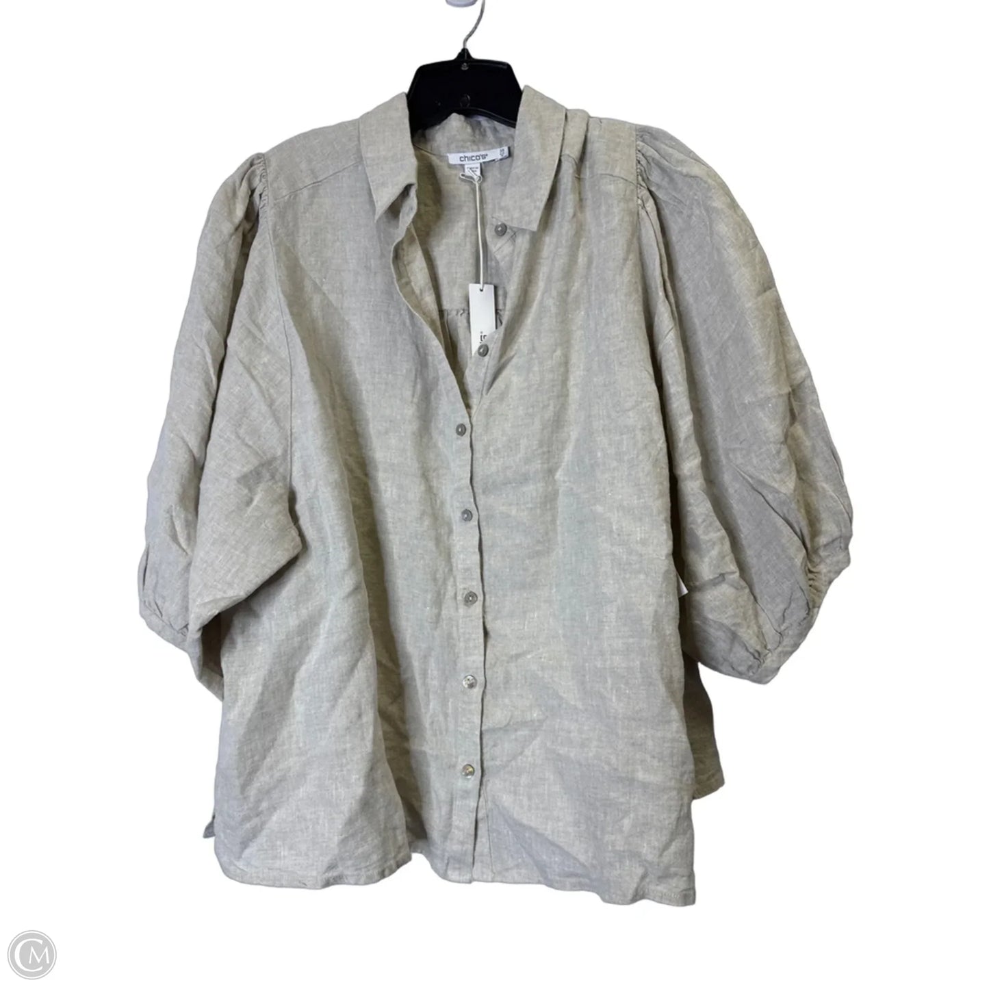 Top Short Sleeve By Chicos In Beige, Size: Xl