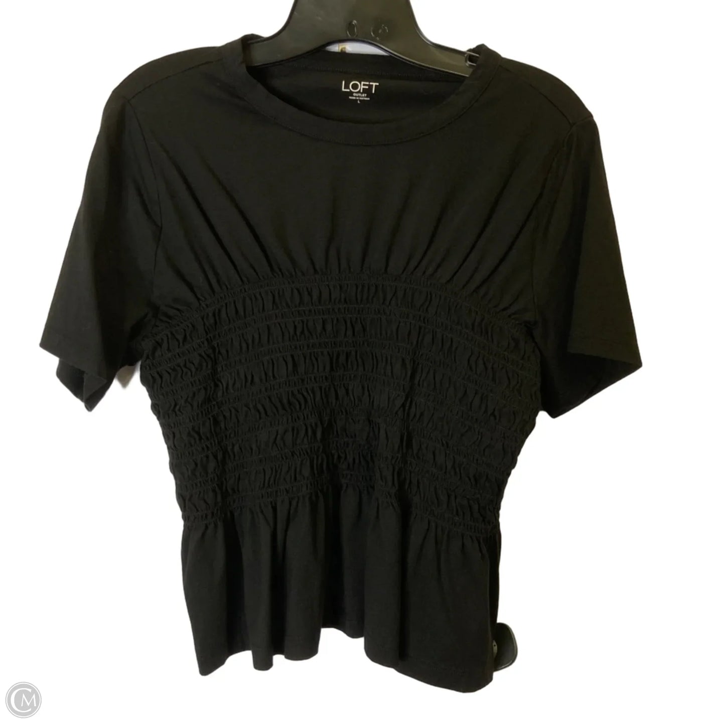 Top Short Sleeve By Loft In Black, Size: L
