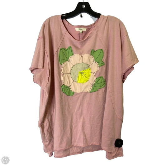 Top Short Sleeve By Easel In Pink, Size: L