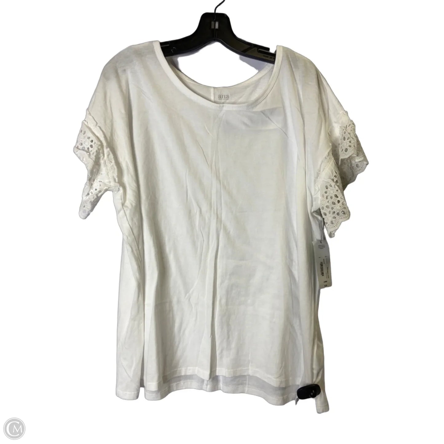 Top Short Sleeve By Ana In White, Size: L