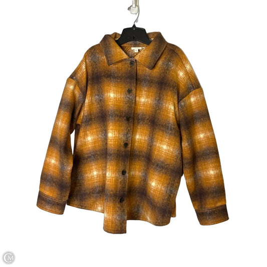 Jacket Shirt By J. Jill In Brown & Orange, Size: 2x