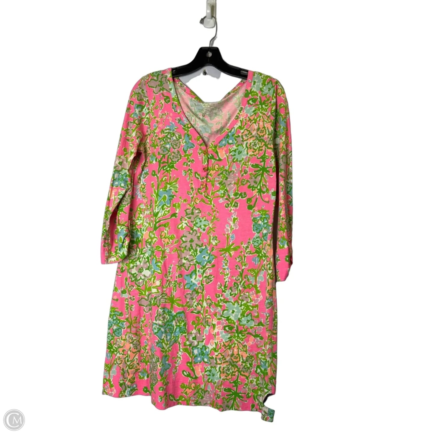 Dress Casual Short By Cmb In Green & Pink, Size: M