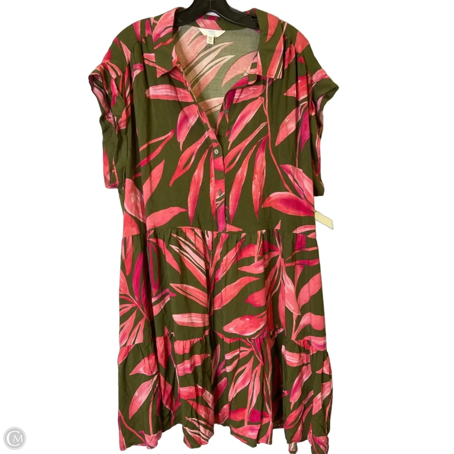Dress Casual Short By Time And Tru In Green & Pink, Size: 22