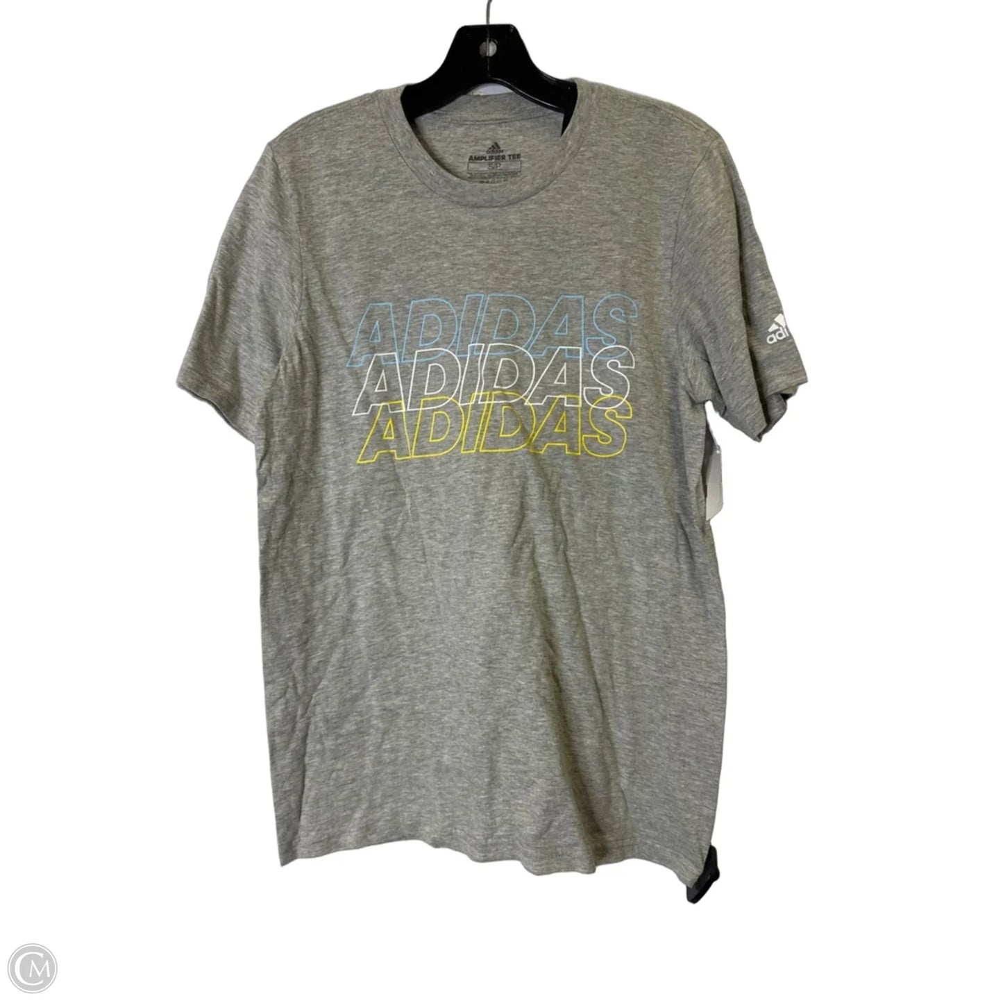 Athletic Top Short Sleeve By Adidas In Grey, Size: S
