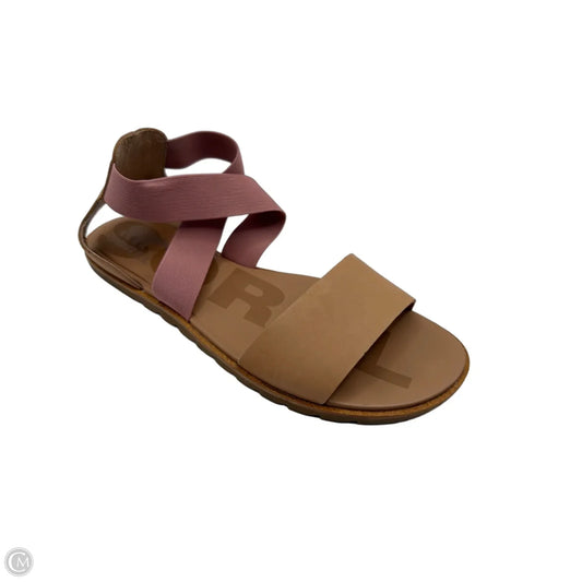 Sandals Flats By Sorel In Pink & Tan, Size: 10