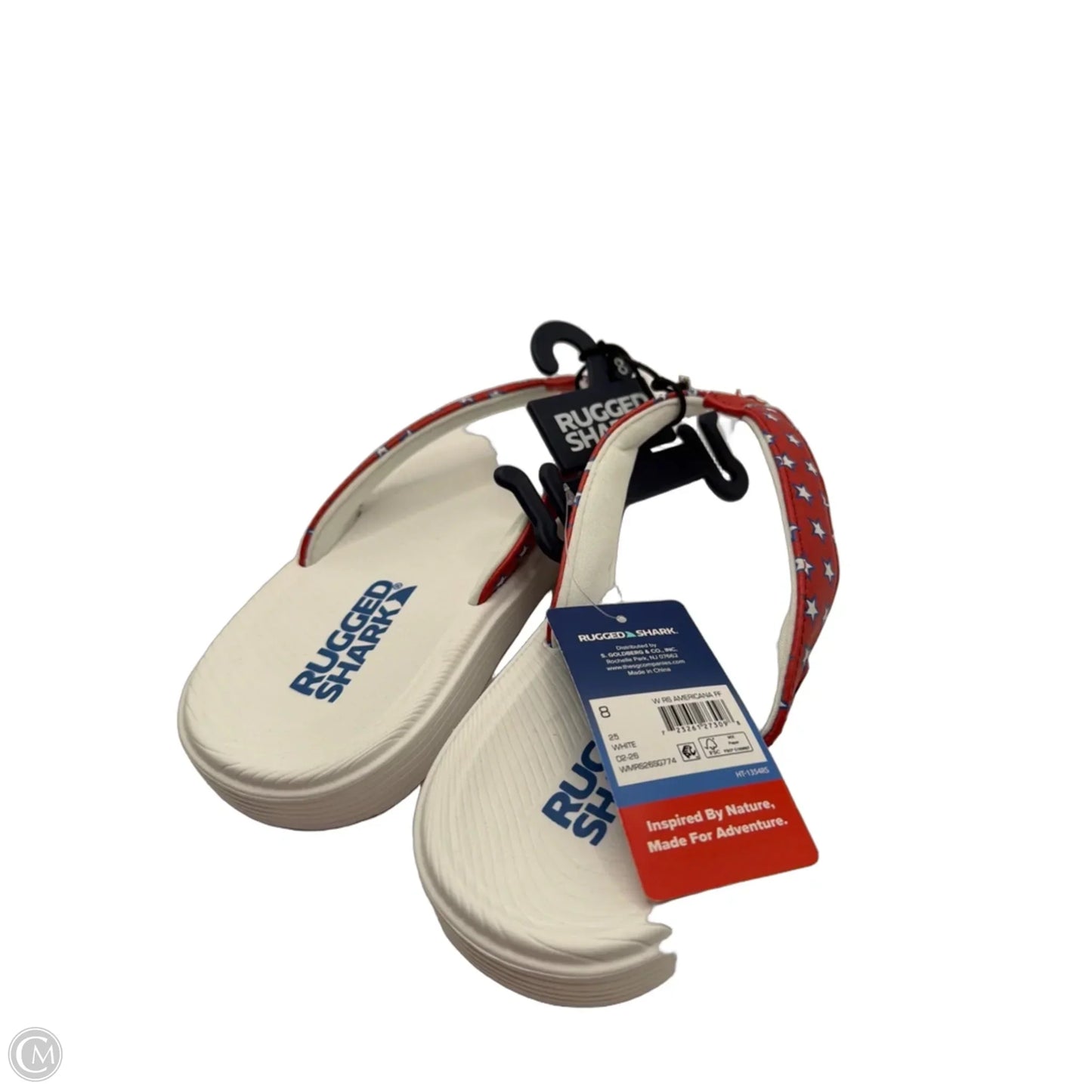 Sandals Flip Flops By Clothes Mentor In Blue & Red & White, Size: 8