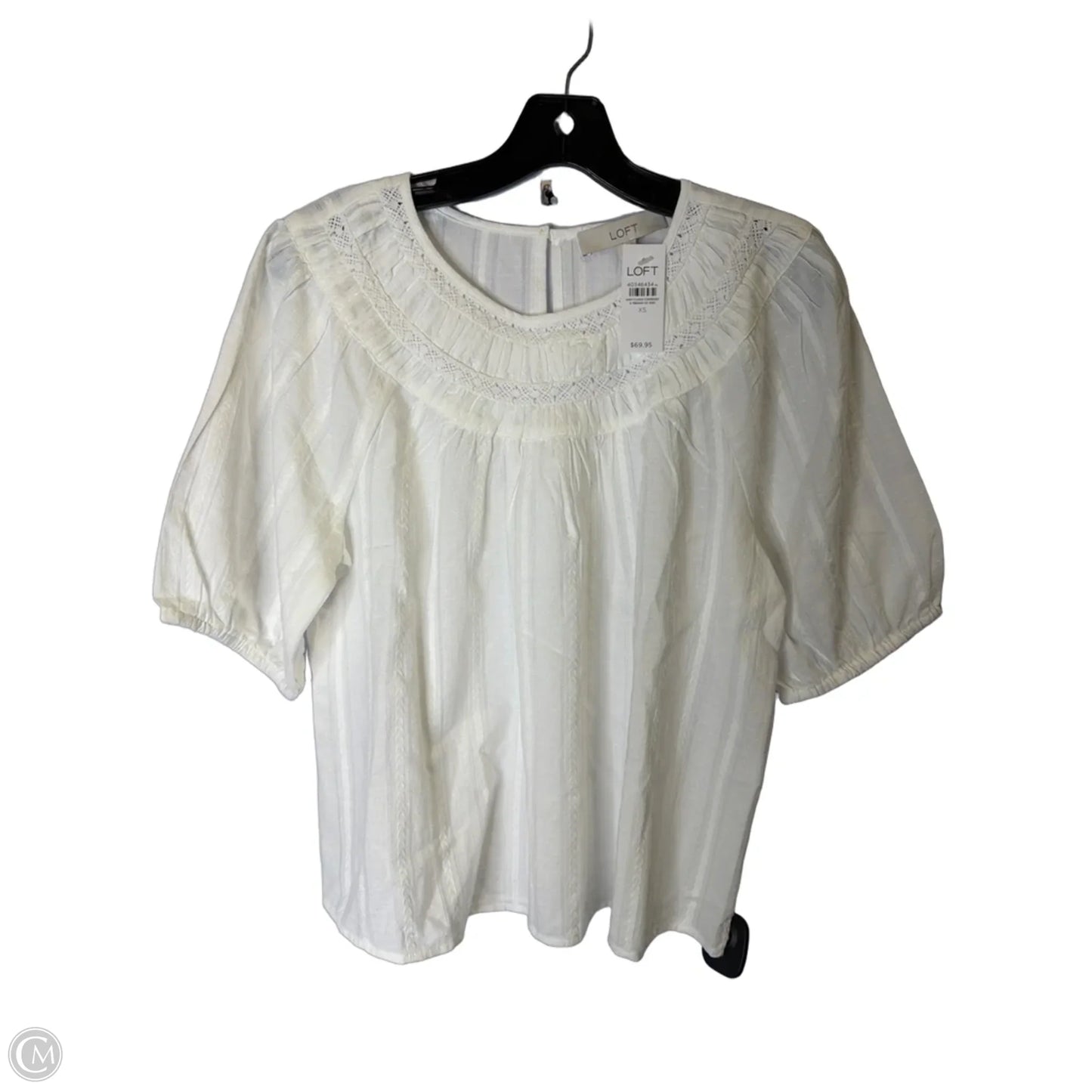 Top Short Sleeve By Loft In Cream, Size: Xs