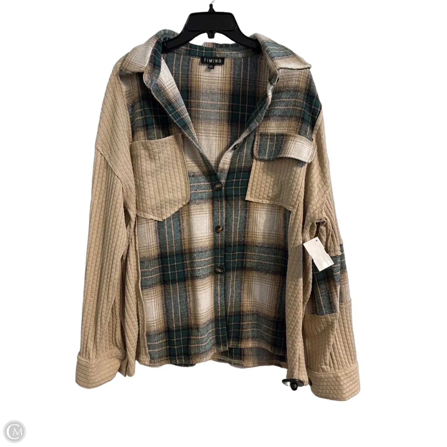 Jacket Shirt By Timing In Tan, Size: L
