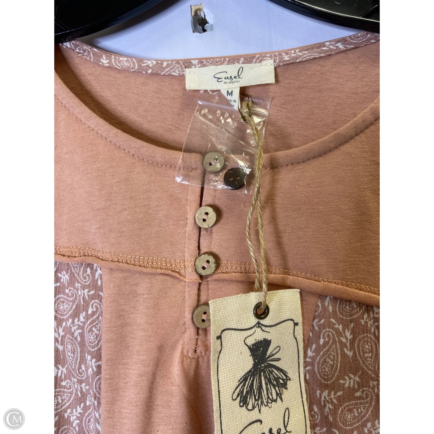 Top Long Sleeve By Easel In Pink, Size: M