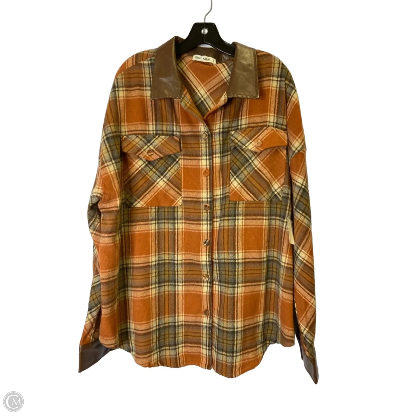Jacket Shirt By Grace Karin In Orange, Size: 2x