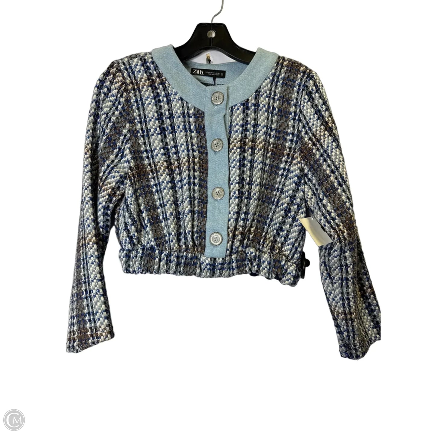 Top Long Sleeve By Zara In Blue, Size: Xs