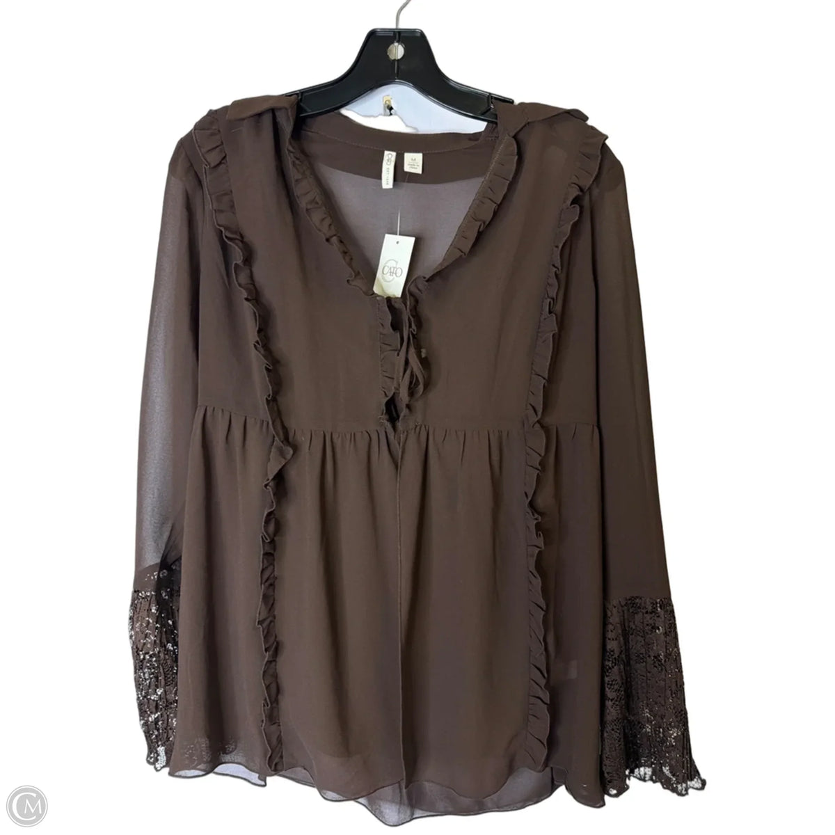 Top Long Sleeve By Cato In Brown, Size: M