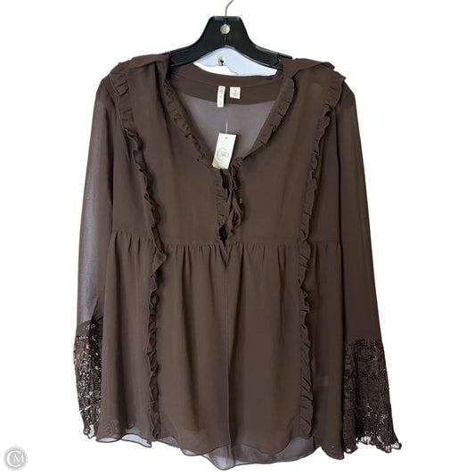Top Long Sleeve By Cato In Brown, Size: M