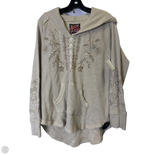 Sweatshirt Hoodie By Johnny Was In Cream, Size: M