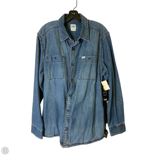 Jacket Shirt By Lee In Blue Denim, Size: M