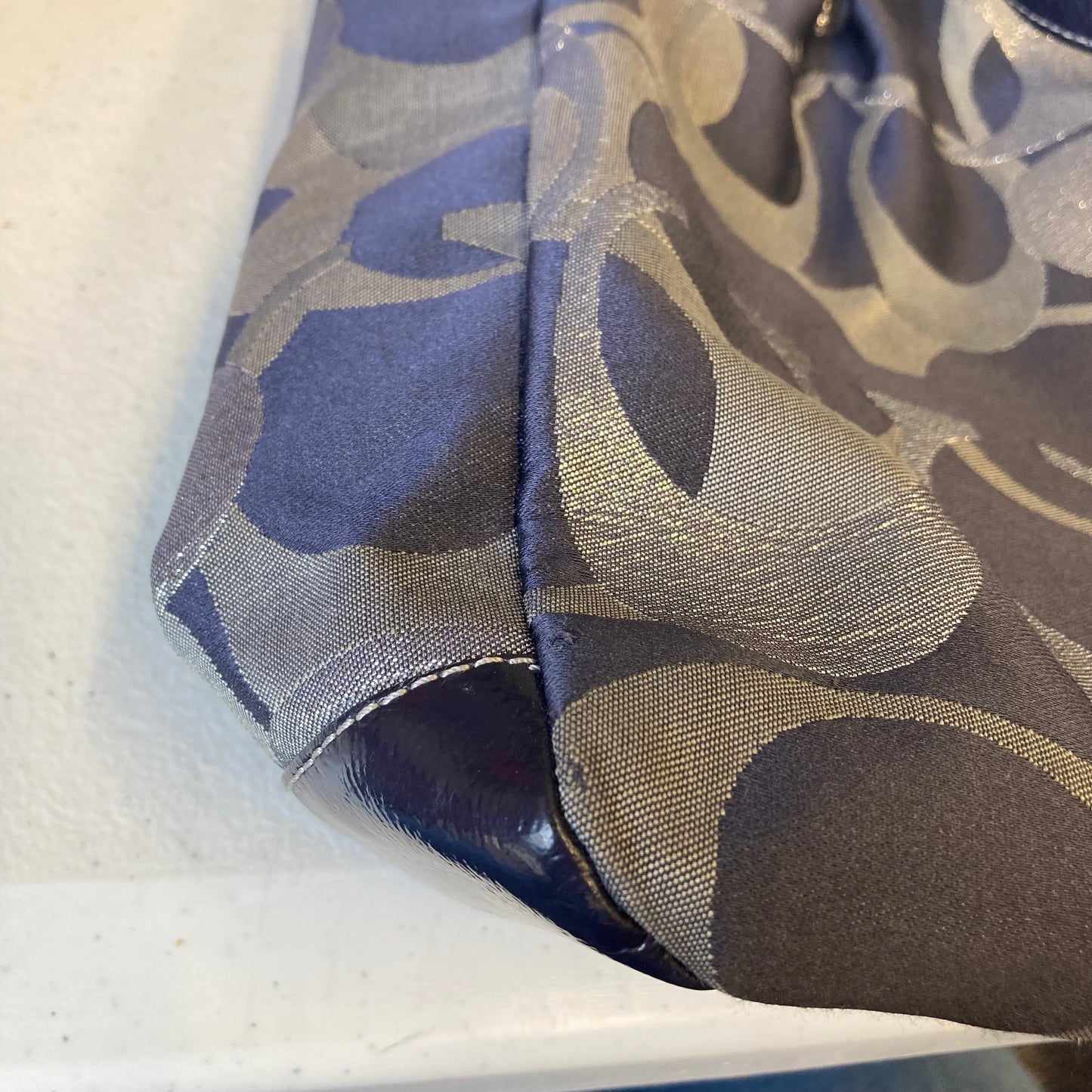 Tote Designer By Coach In Blue & Silver, Size:Large