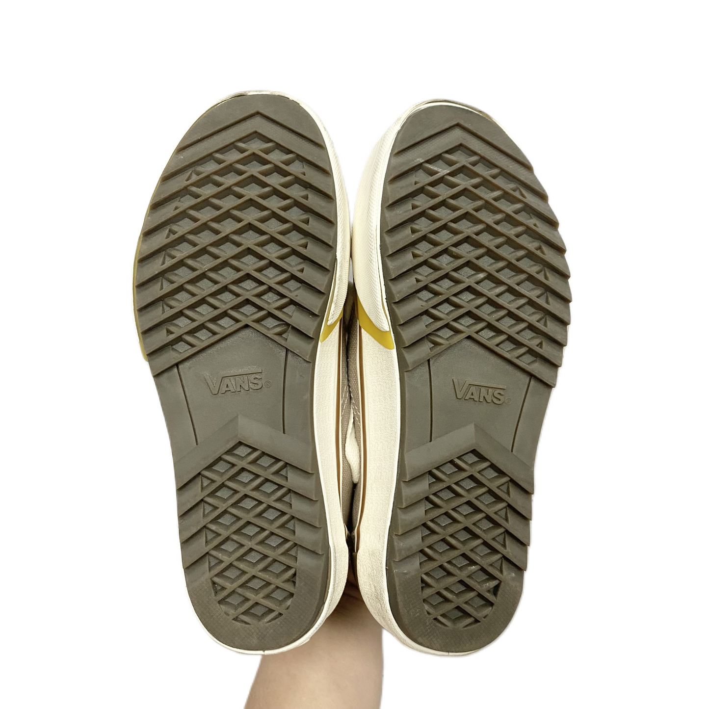 Grey & Yellow Shoes Sneakers By Vans, Size: 7