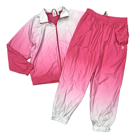 Pink & White Athletic Pants 2pc By Adidas, Size: L