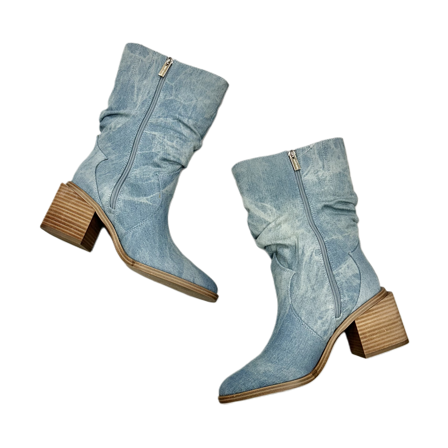 Boots Mid-calf Heels By Vince Camuto In Blue Denim, Size: 6.5