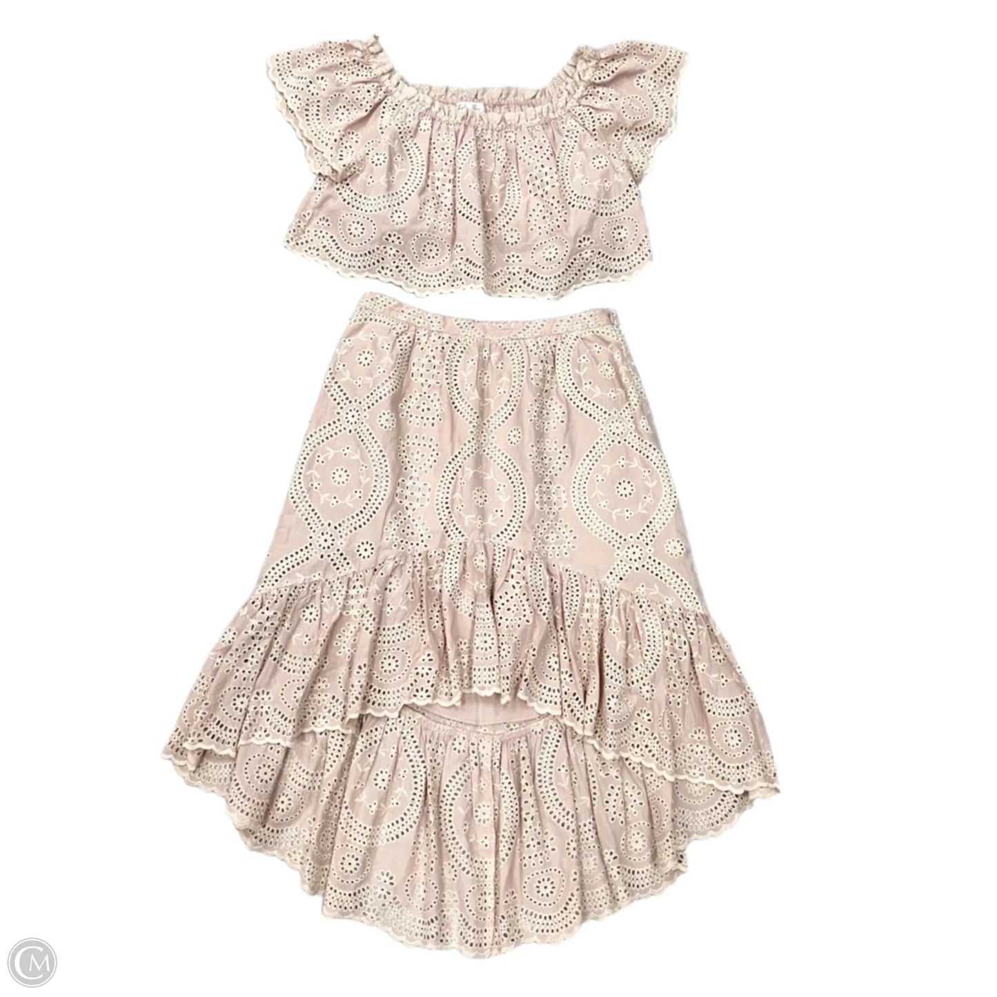 Skirt Set 2pc By Love Shack Fancy In Pink & Tan, Size: M